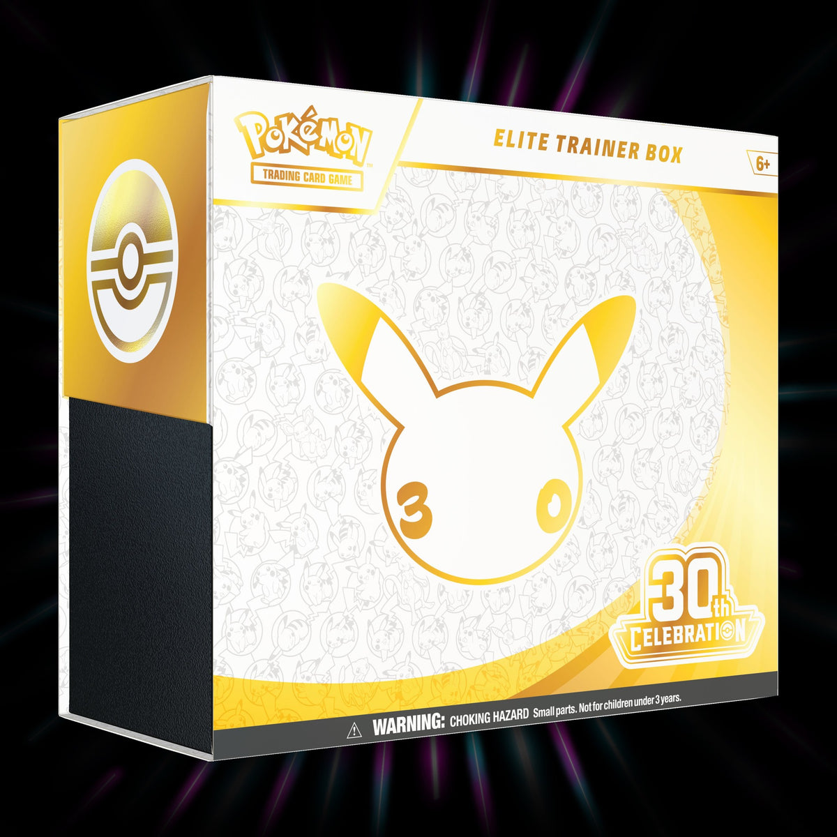 Pokemon 30th Celebration elite trainer box, box front, Portal TCG