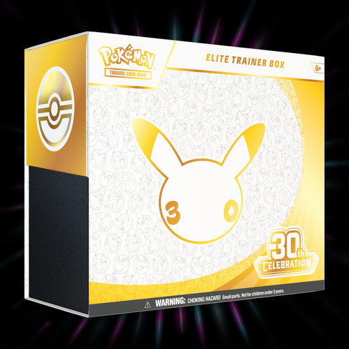 Pokemon 30th Celebration elite trainer box, box front, Portal TCG