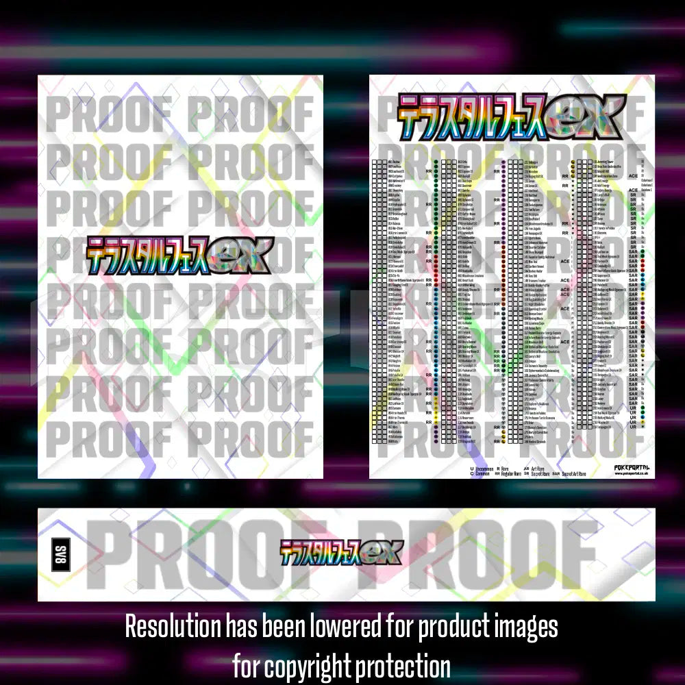 Pokemon Terastal Festival Japanese master set checklist vinyl sticker kit by Portal Customs