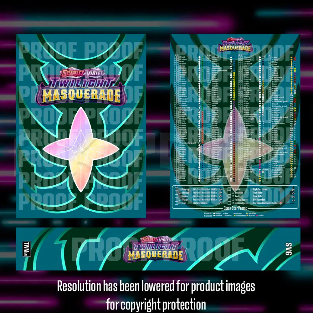 Pokemon Twilight Masquerade master set checklist vinyl sticker kit by Portal Customs