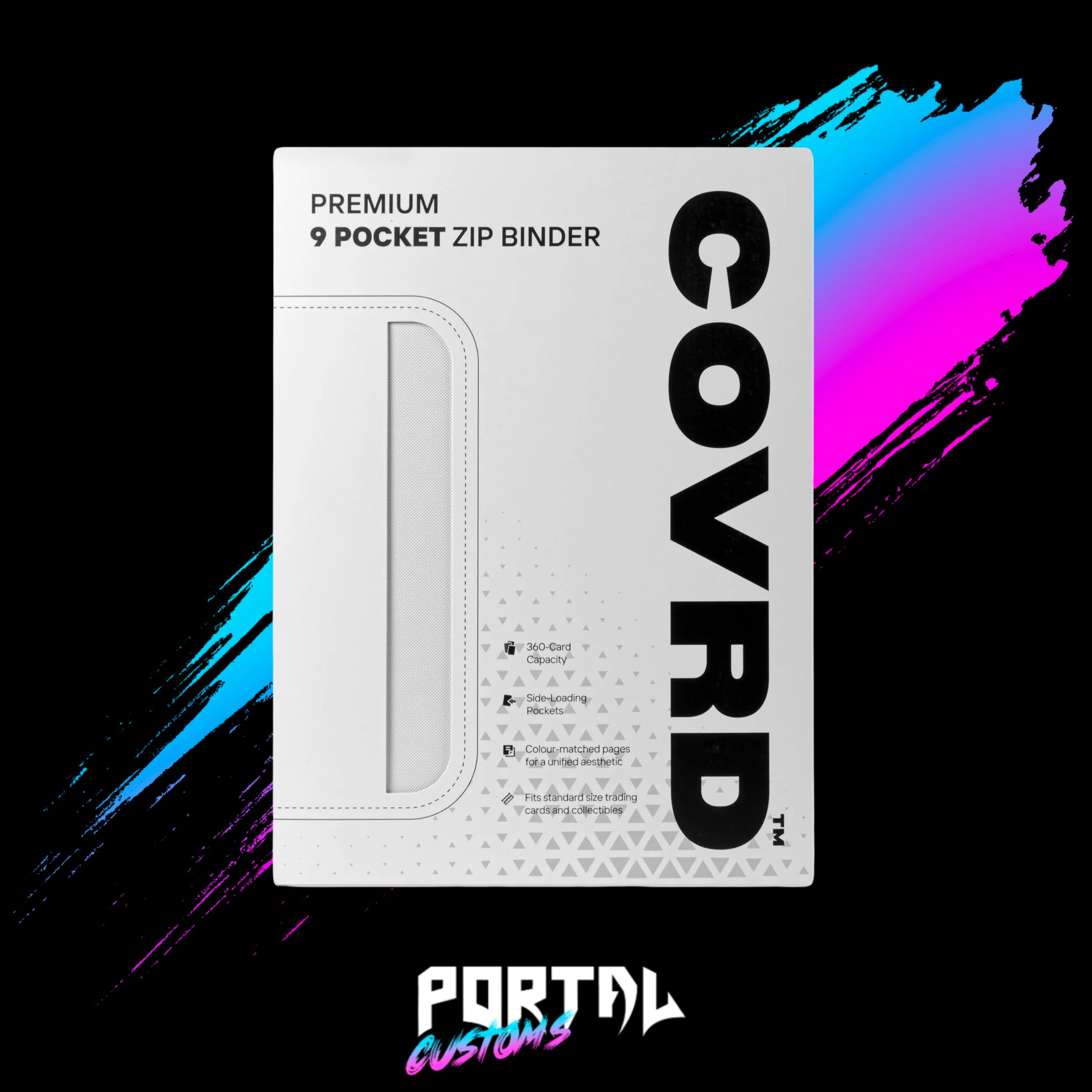 White Premium 9 Pocket Zip Binder - COVRD — Portal TCG