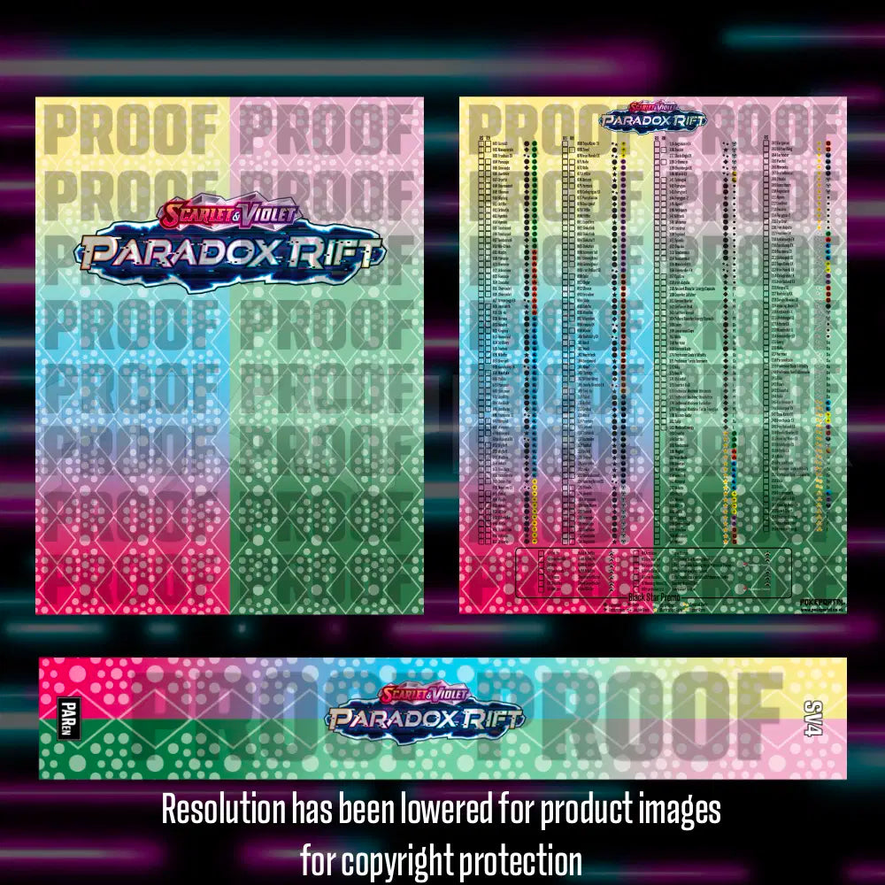 Pokemon Paradox Rift master set checklist vinyl sticker kit by Portal Customs