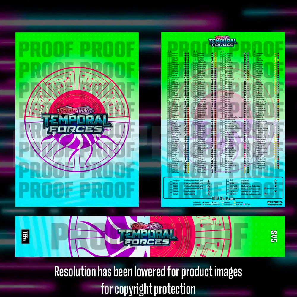 Pokemon Temporal Forces master set checklist vinyl sticker kit by Portal Customs