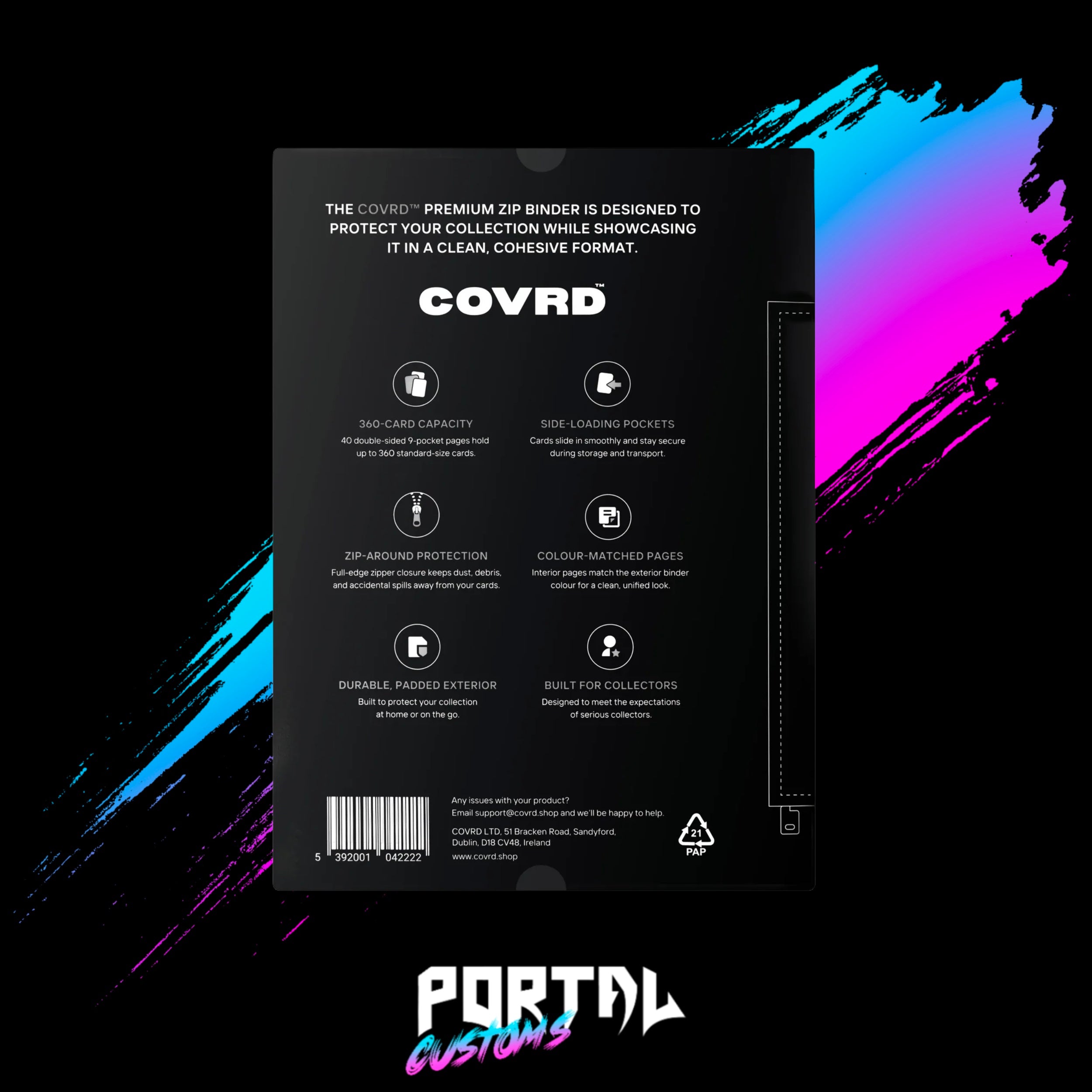 Black Premium 9 Pocket Zip Binder - COVRD — Portal TCG