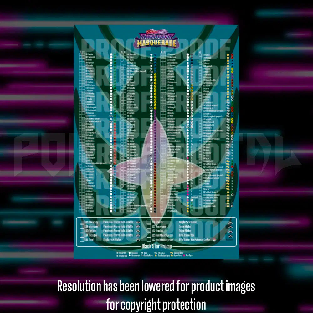 Pokemon Twilight Masquerade master set checklist vinyl sticker kit, sheet 3, Portal Customs