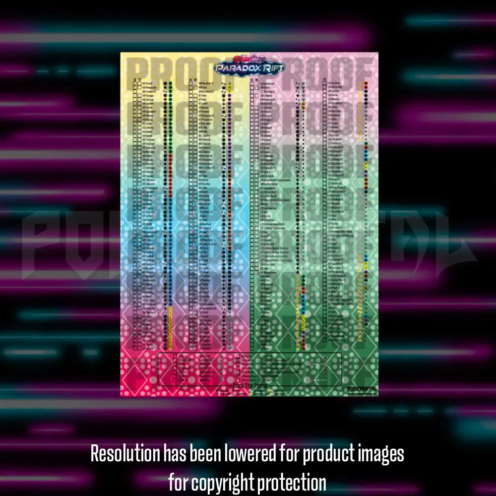 Pokemon Paradox Rift master set checklist vinyl sticker kit, sheet 3, Portal Customs