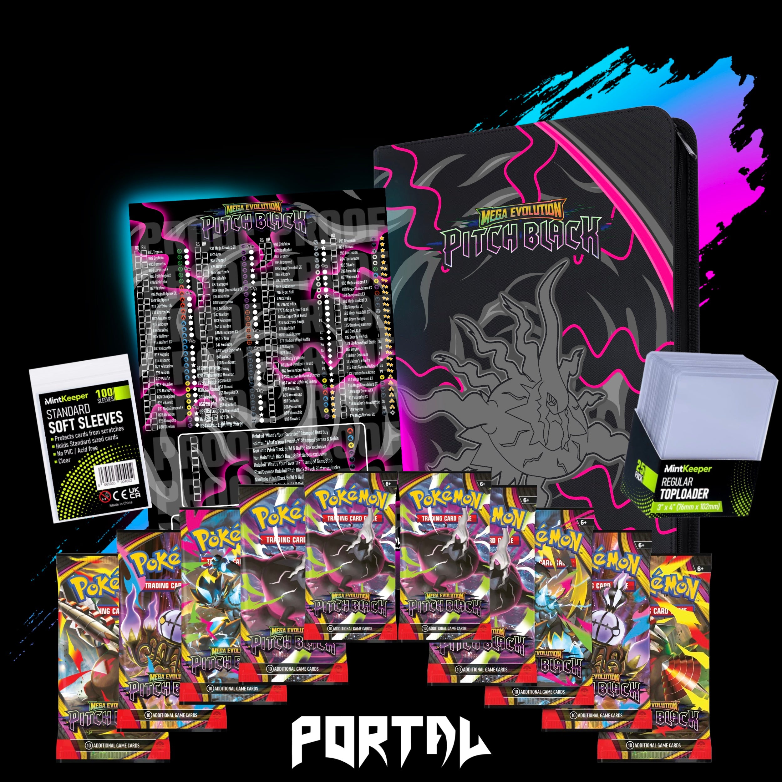 Pitch Black Master Set Collector's Bundle — Binder, Checklist & 10 Booster Packs