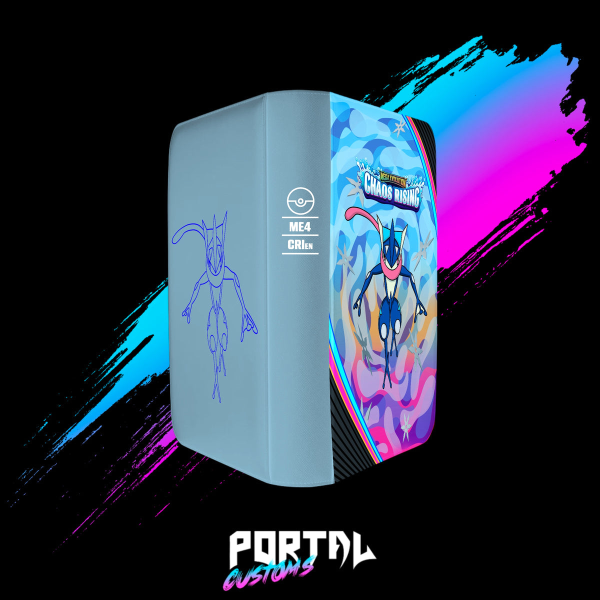Pokemon Chaos Rising printed binder, spine, Portal TCG