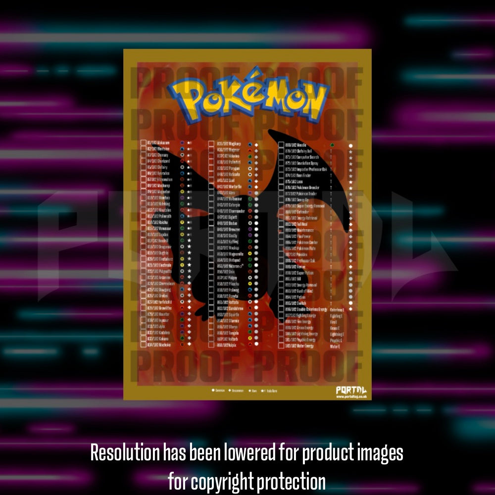 Pokemon Base Set master set checklist vinyl sticker kit, sheet 3, Portal Customs