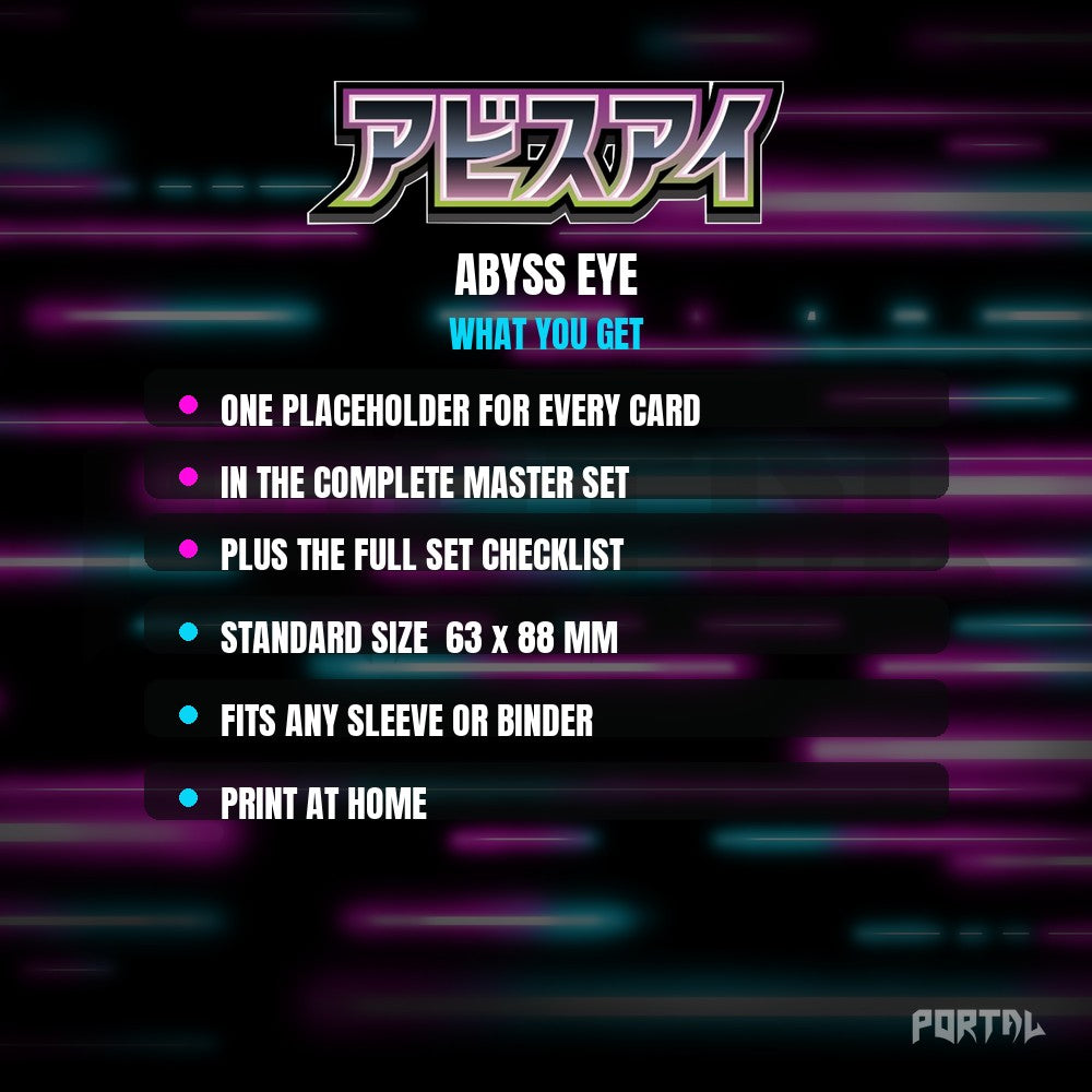 Abyss Eye master set placeholder cards, what is included
