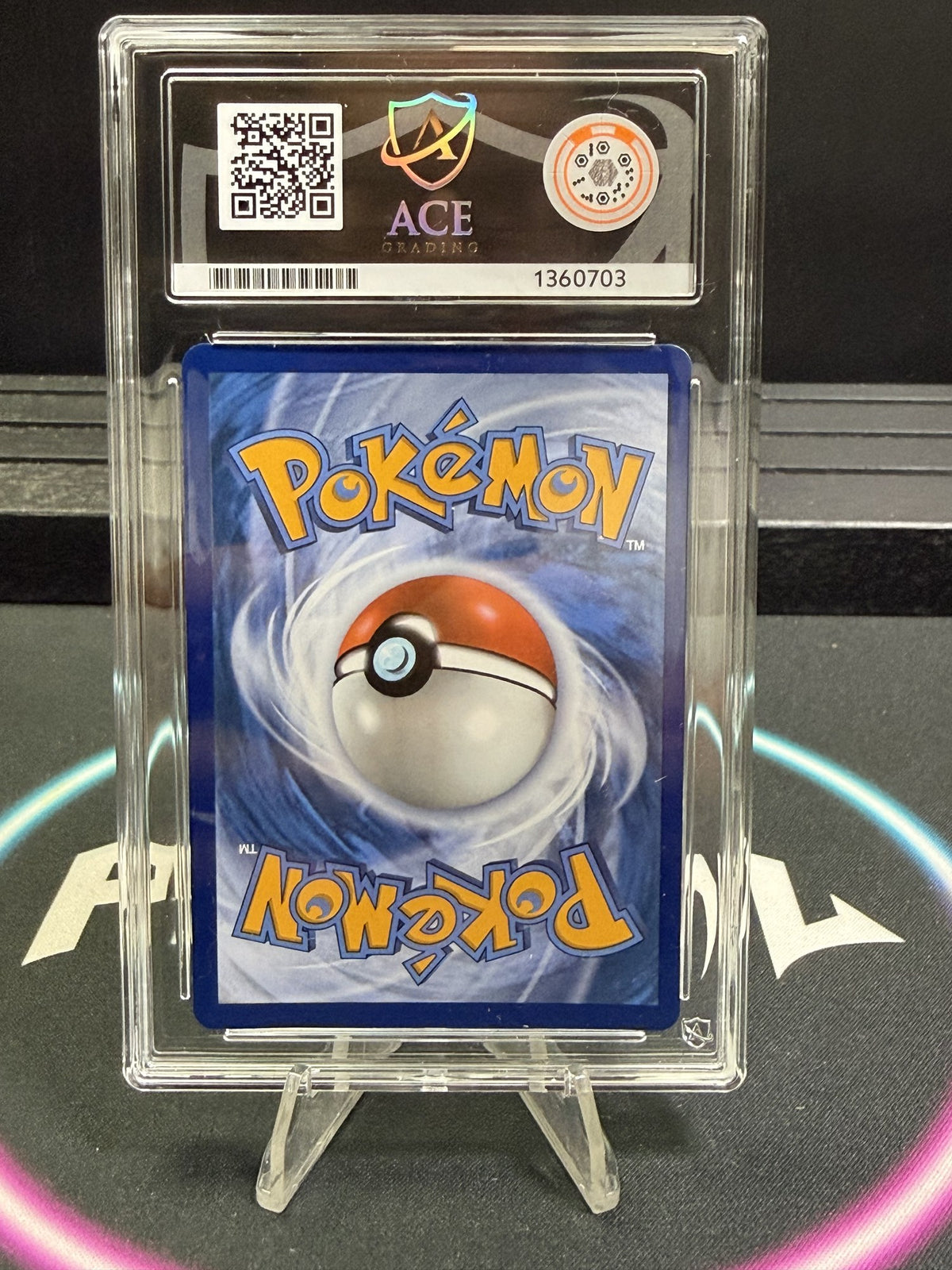Mega Charizard X ex 125/094 Phantasmal Flames ACE 10 slab, back, cert 1360703