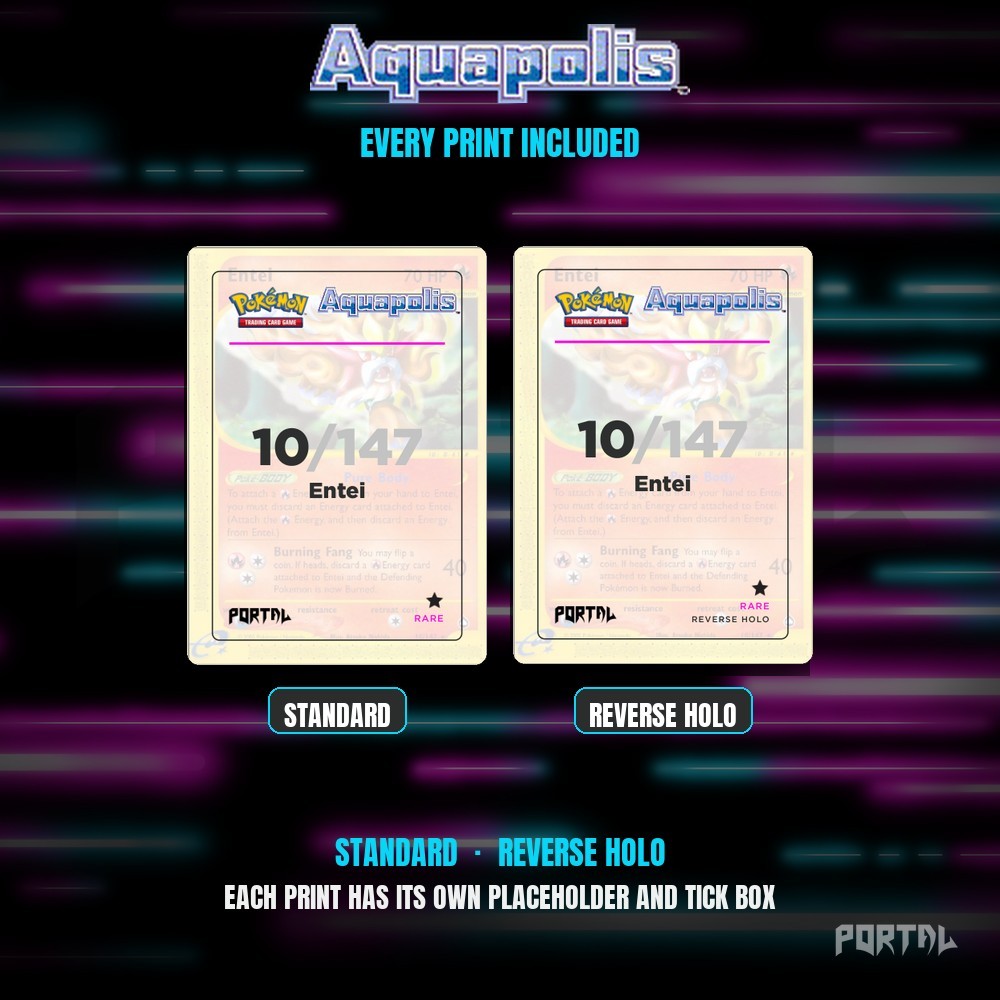 Pokemon Aquapolis master set placeholders, every print included, Portal TCG