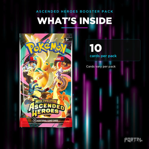 Pokemon Ascended Heroes booster pack, what's inside, Portal TCG