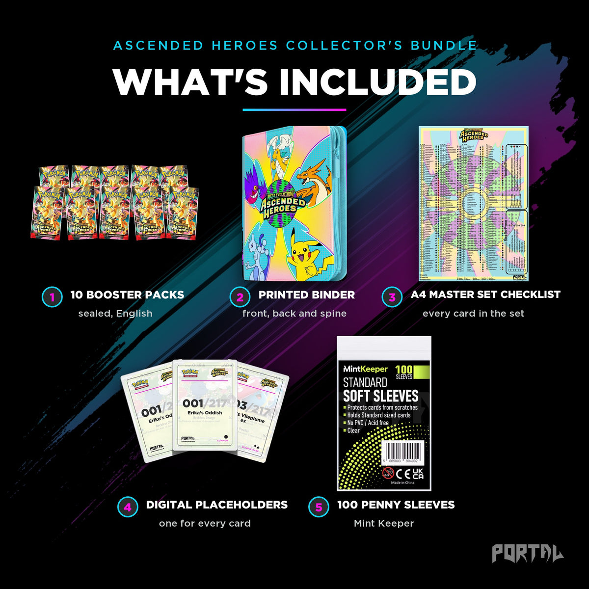 Pokemon Ascended Heroes collector's bundle, what's included, Portal TCG