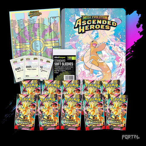 Pokemon Ascended Heroes Mega Dragonite premium collector's bundle, everything included, binder with set logo, Portal TCG