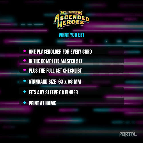Pokemon Ascended Heroes master set placeholders, what you get, Portal TCG