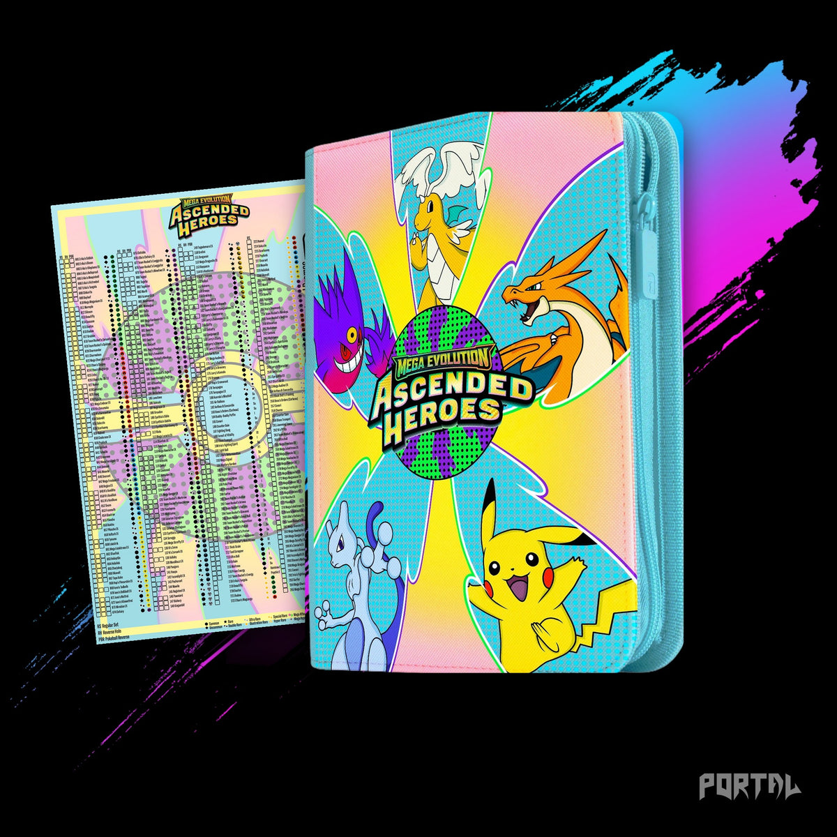 Pokemon Ascended Heroes standard binder, with its checklist, Portal TCG