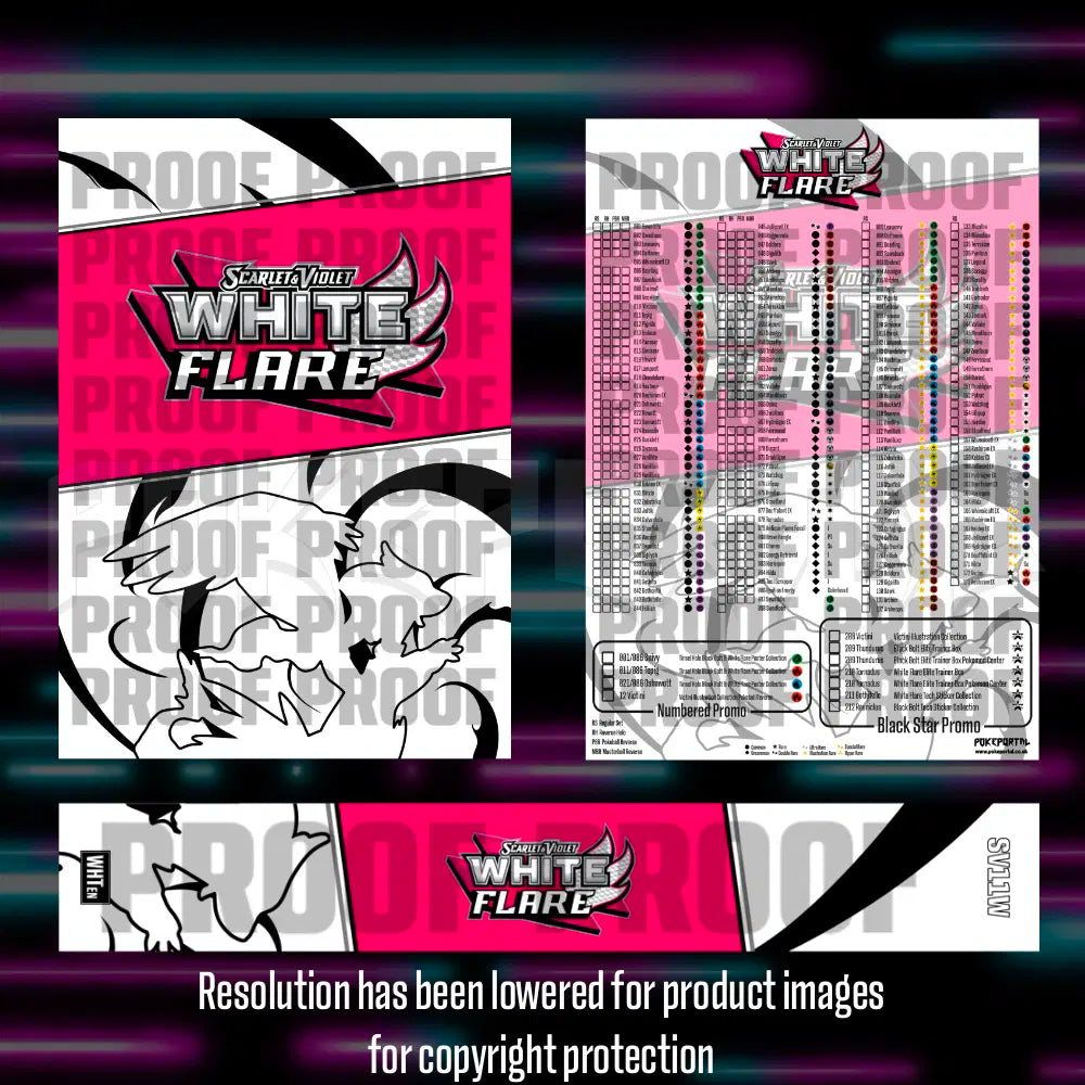 Pokemon White Flare English master set checklist vinyl sticker kit by Portal Customs