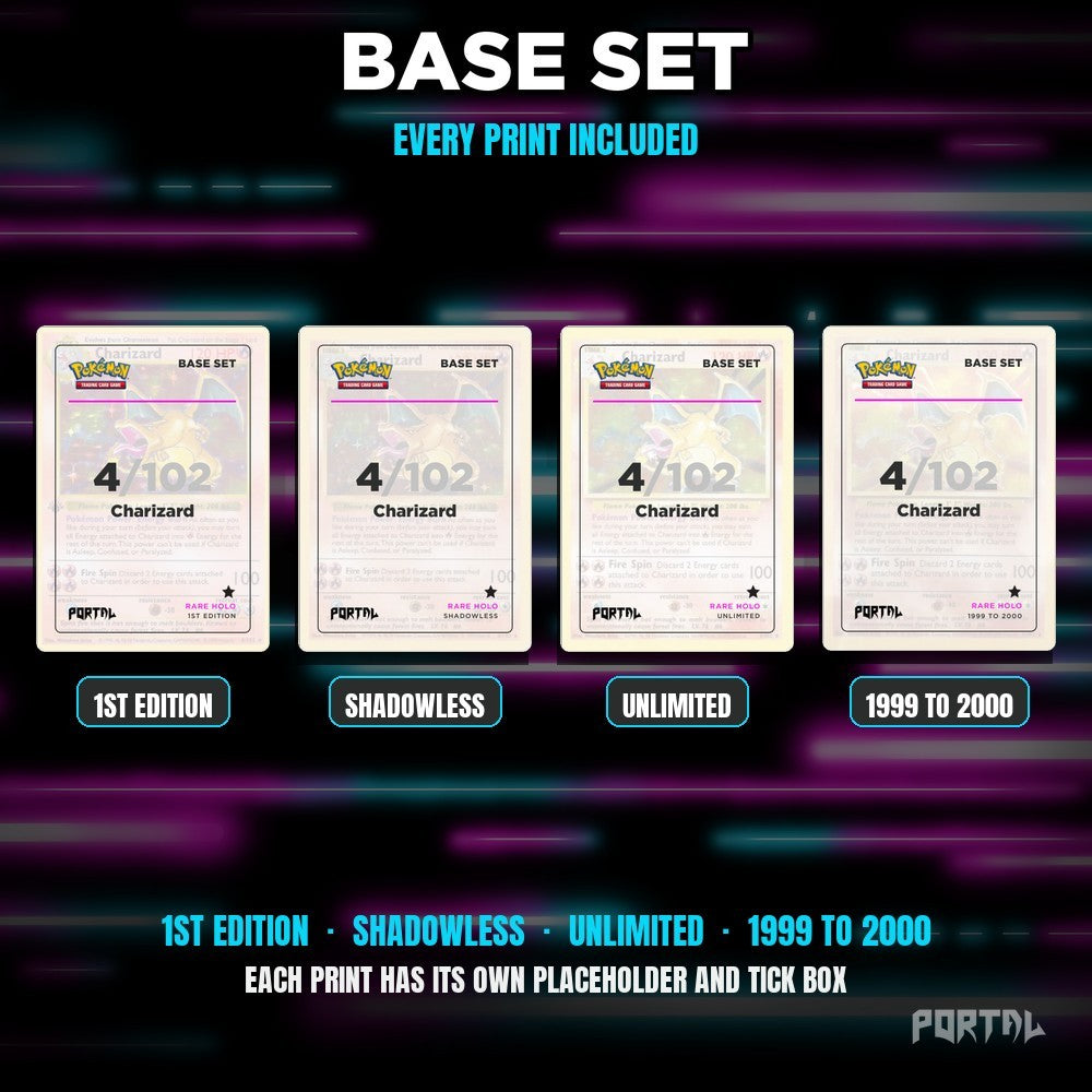 Pokemon Base Set master set placeholders, every print included, Portal TCG