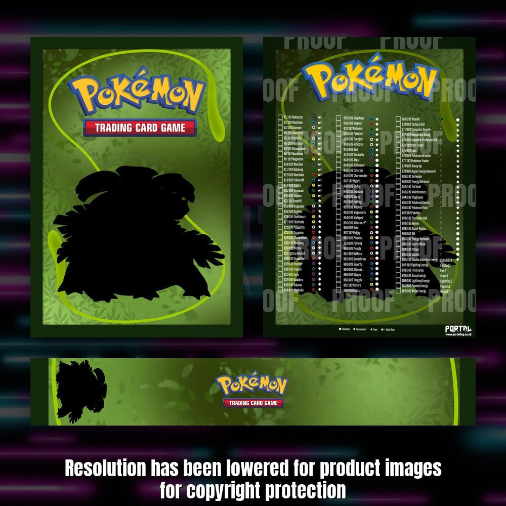 Pokemon Base Set master set checklist kit, Venusaur full kit with cover, spine and checklist, Portal TCG