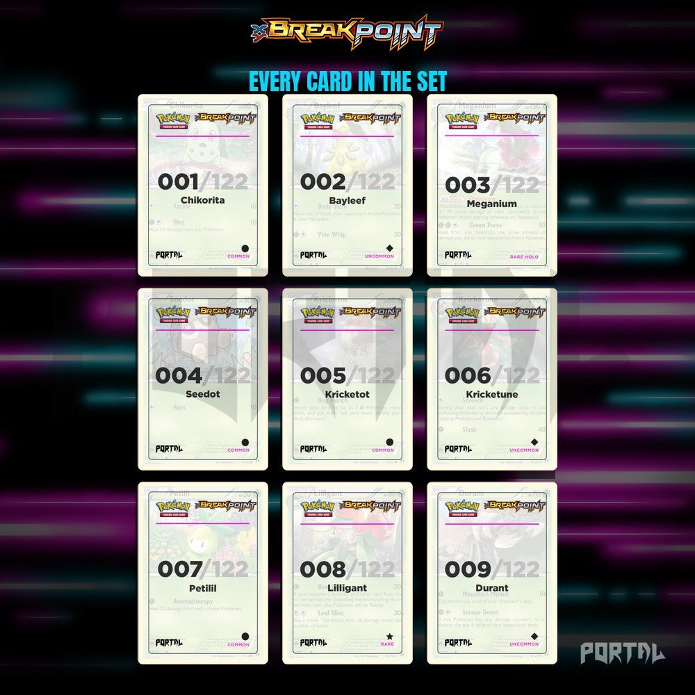 Pokemon BREAKpoint master set placeholders, binder page, Portal TCG