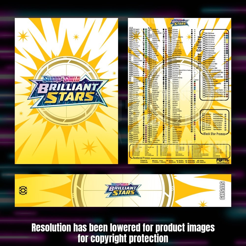 Pokemon Brilliant Stars master set checklist kit, full kit with cover, spine and checklist, Portal TCG