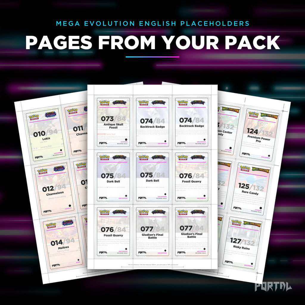 Pages from the Mega Evolution era bundle
