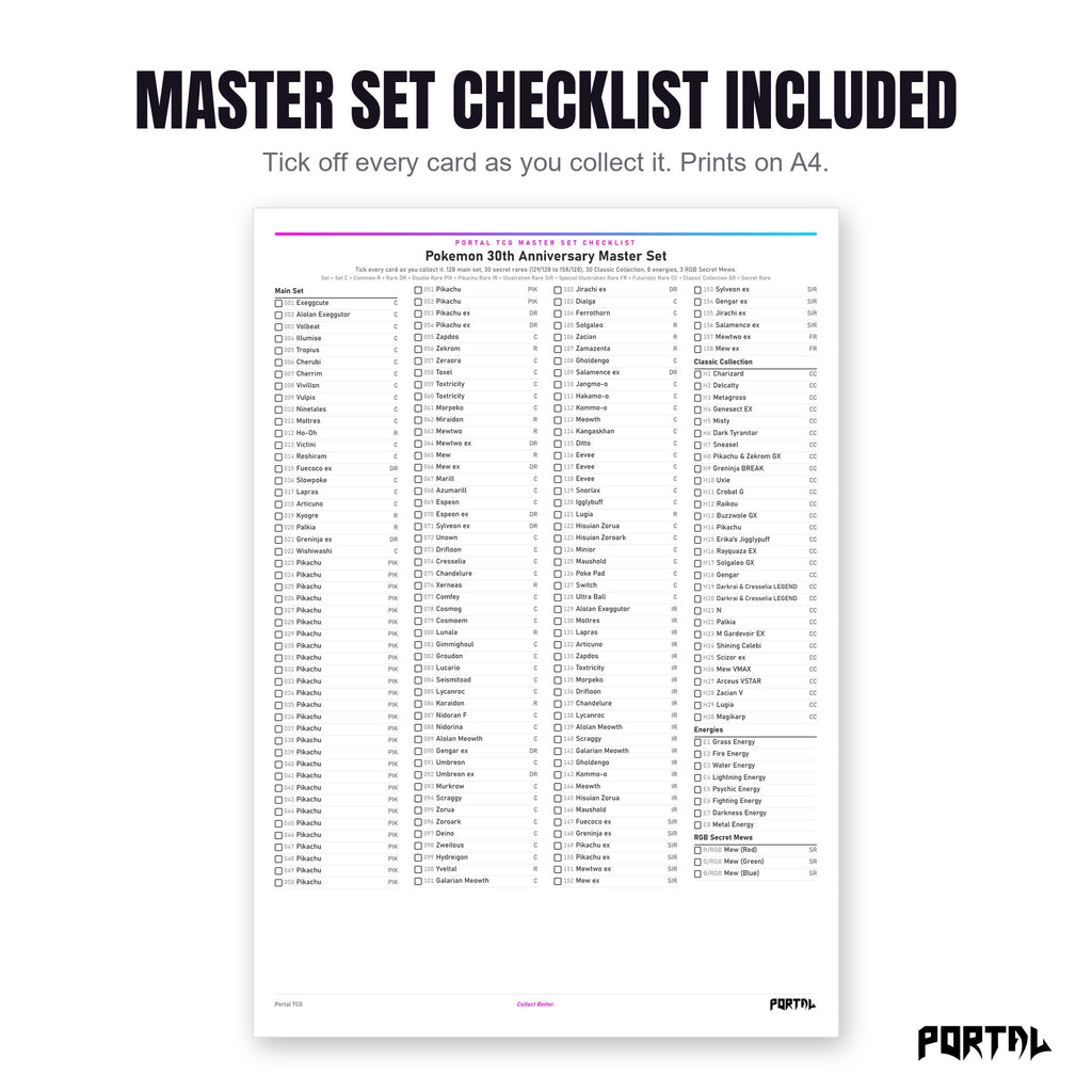 Master set checklist in the Mega Evolution era bundle