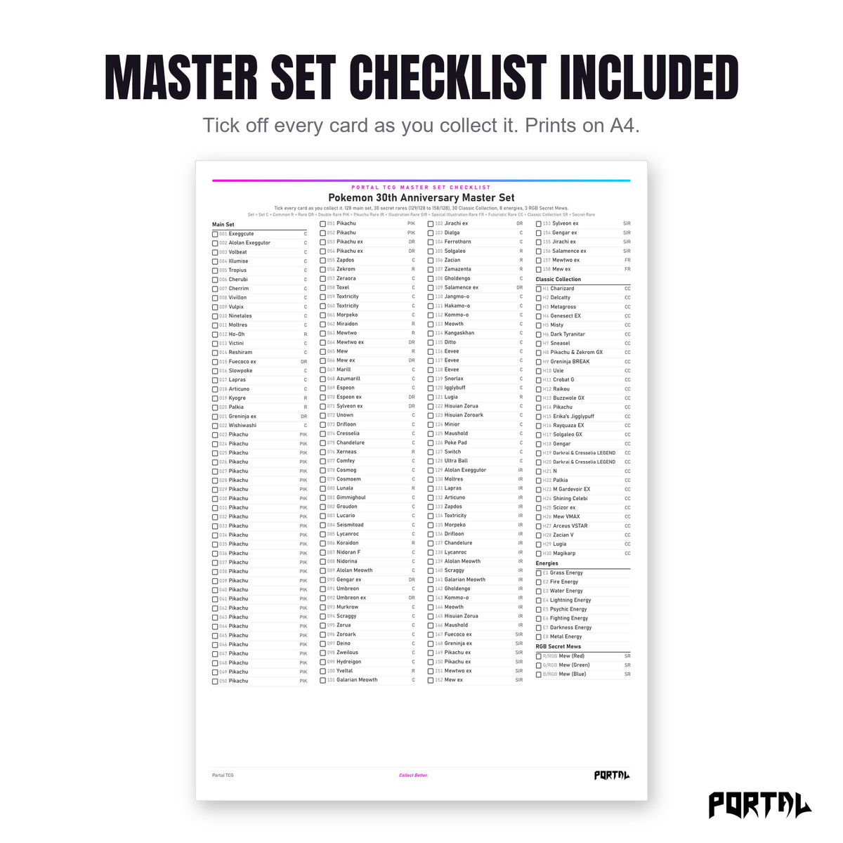 Master set checklist in the Mega Evolution era bundle