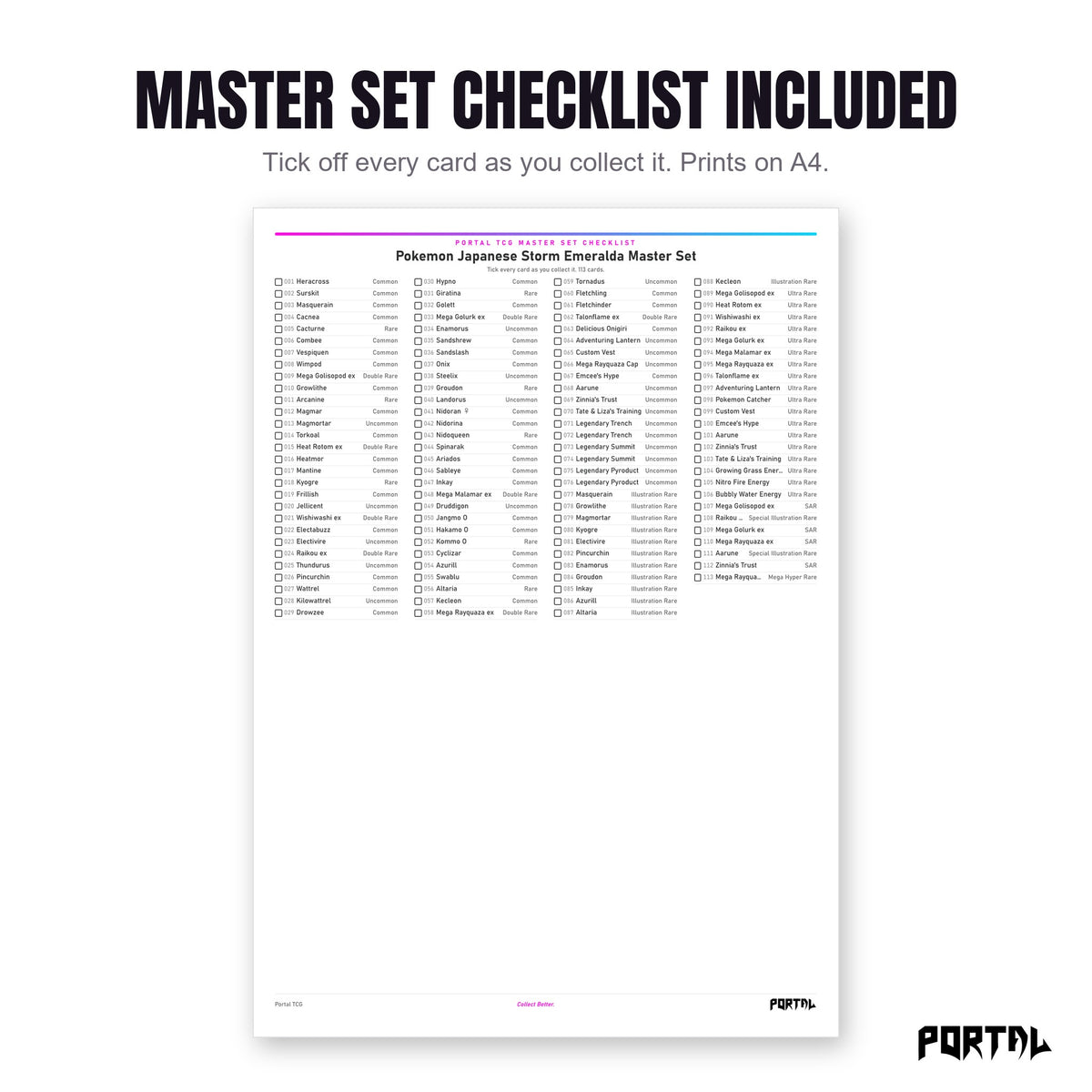 Master set checklist in the Mega Evolution Japanese era bundle