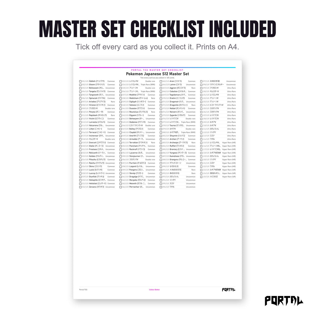 Master set checklist in the Sword and Shield Japanese era bundle