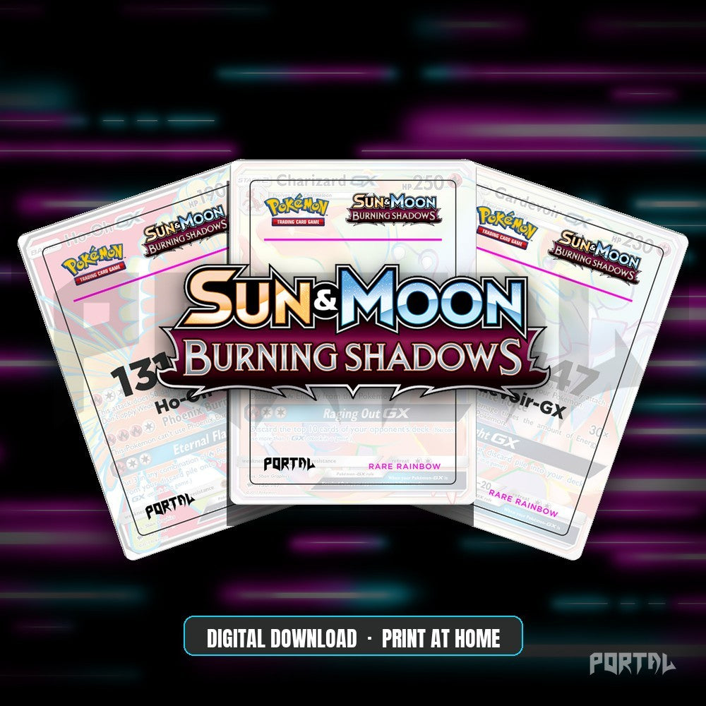 Pokemon Burning Shadows master set placeholders, digital download, Portal TCG