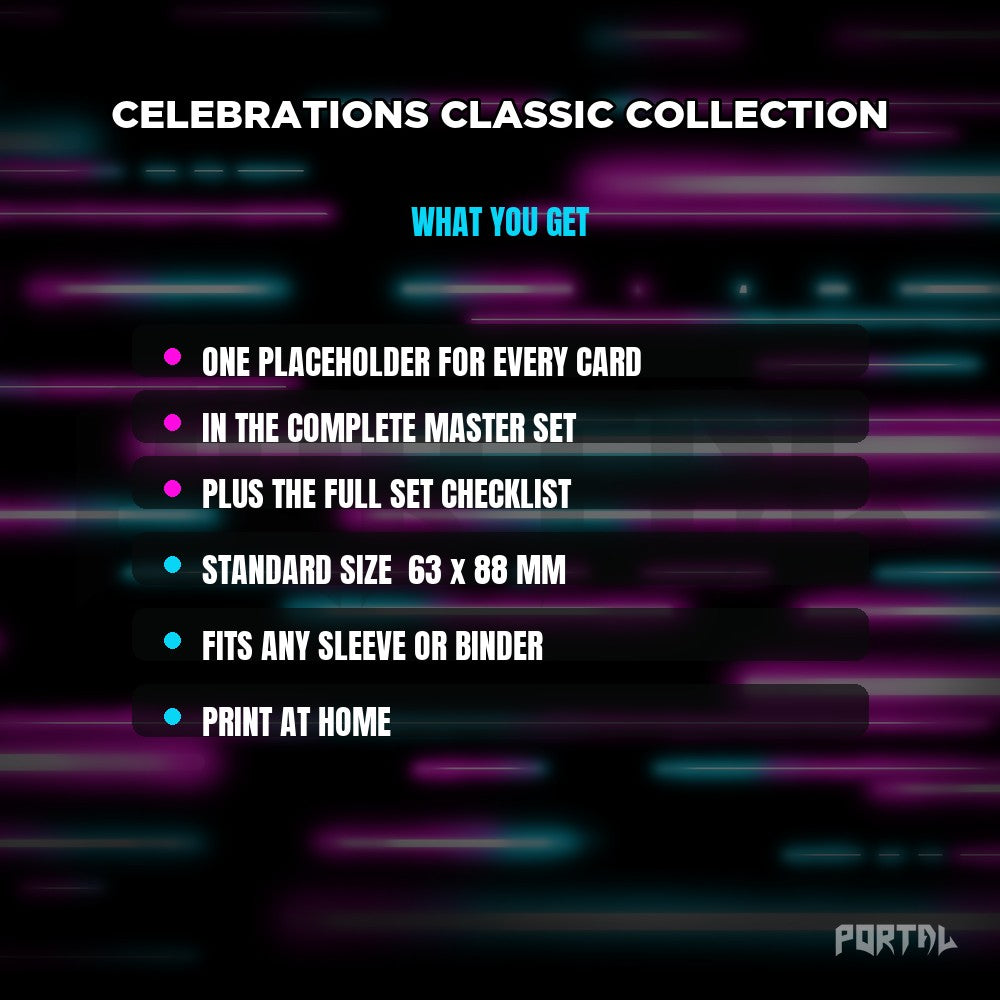 Celebrations Classic Collection master set placeholders, what you get, Portal TCG