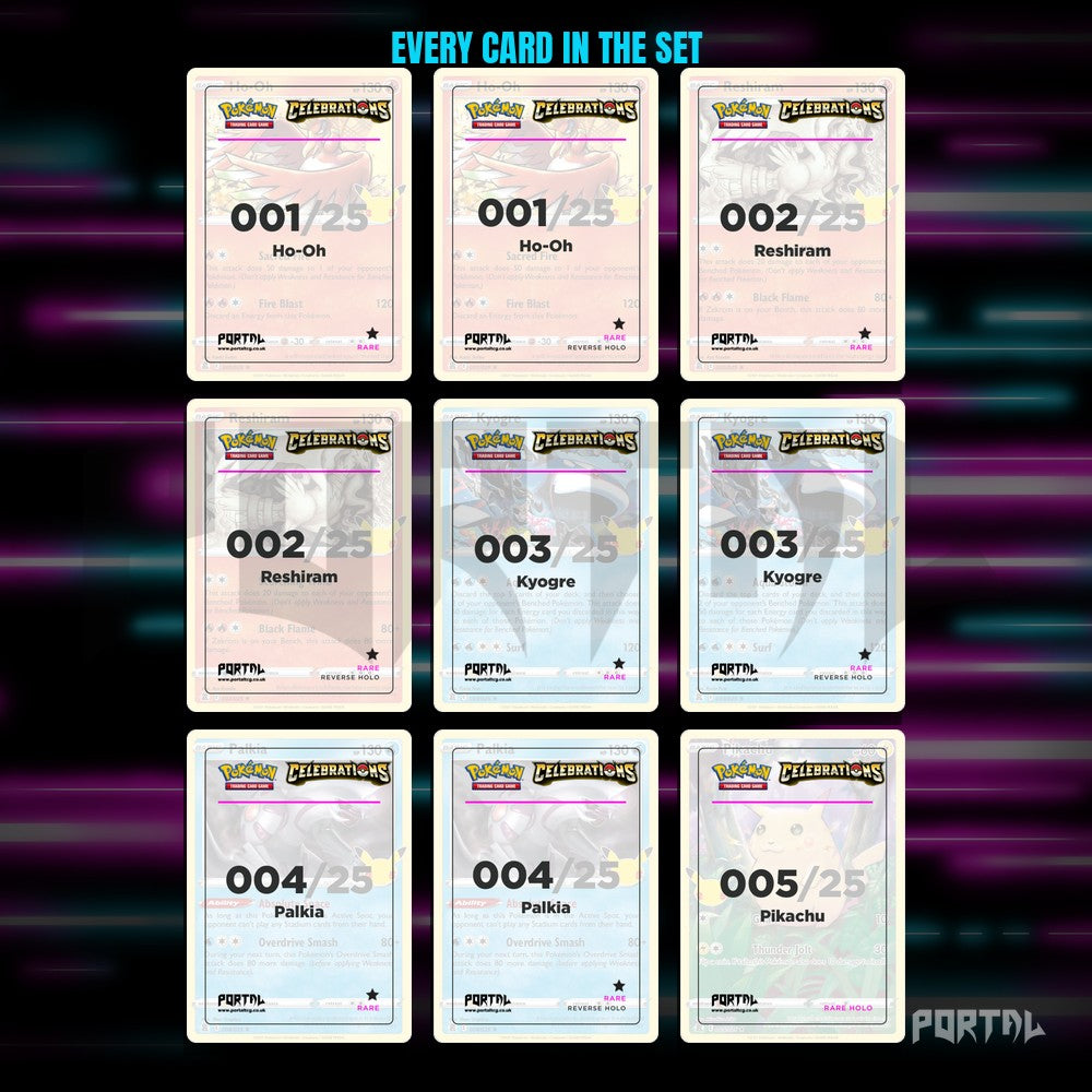 Celebrations placeholder cards laid out in a nine pocket binder page