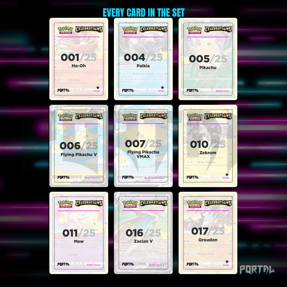 Celebrations master set placeholders, binder page, Portal TCG