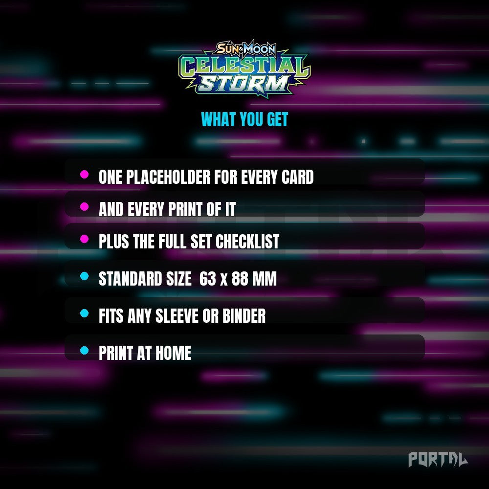 Pokemon Celestial Storm master set placeholders, what you get, Portal TCG