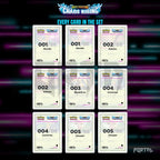 Chaos Rising placeholder cards laid out in a nine pocket binder page