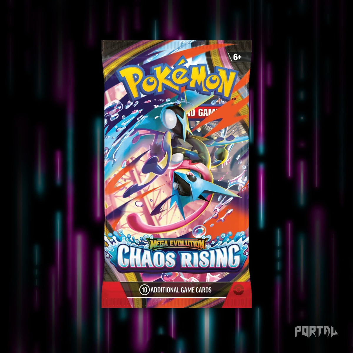 Pokemon Chaos Rising booster pack, pack front, Portal TCG