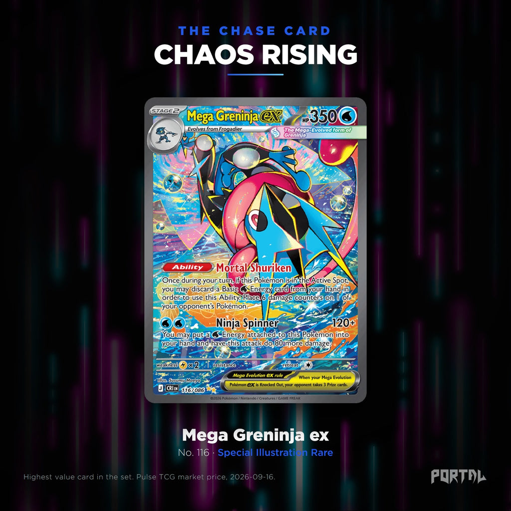 Pokemon Chaos Rising elite trainer box, chase card, Portal TCG