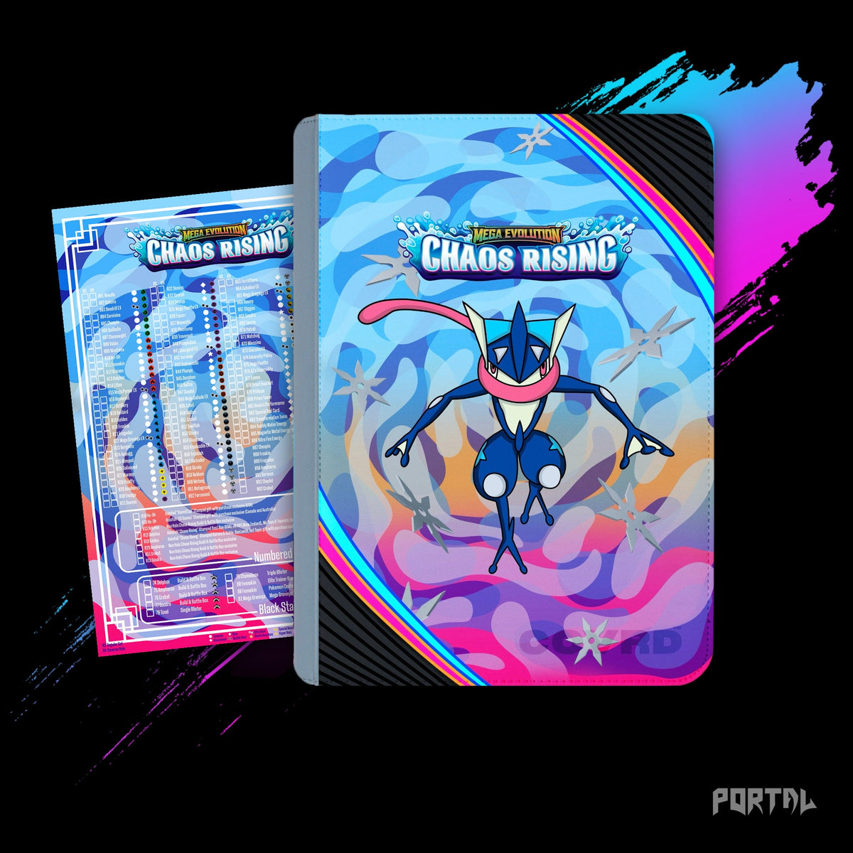 Pokemon Chaos Rising standard binder, with its checklist, Portal TCG