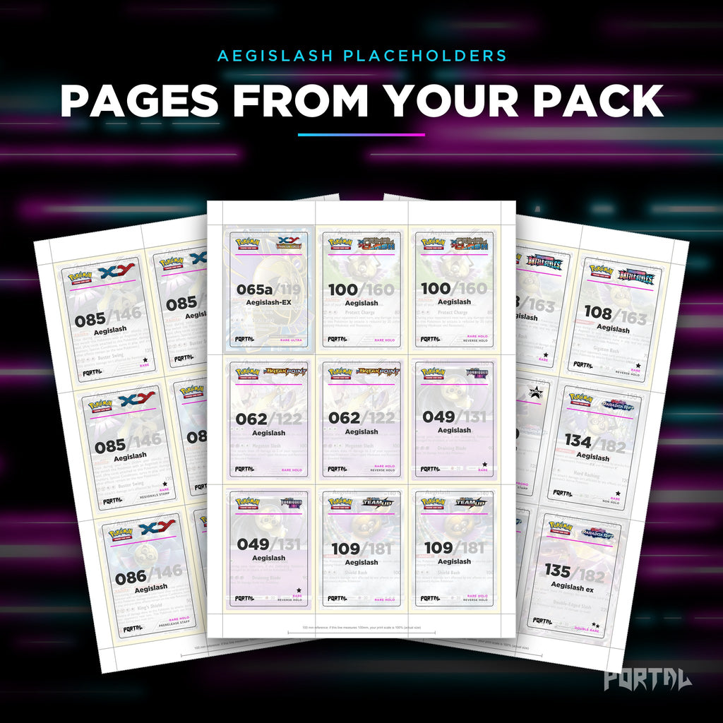 Pages from the Aegislash placeholder pack