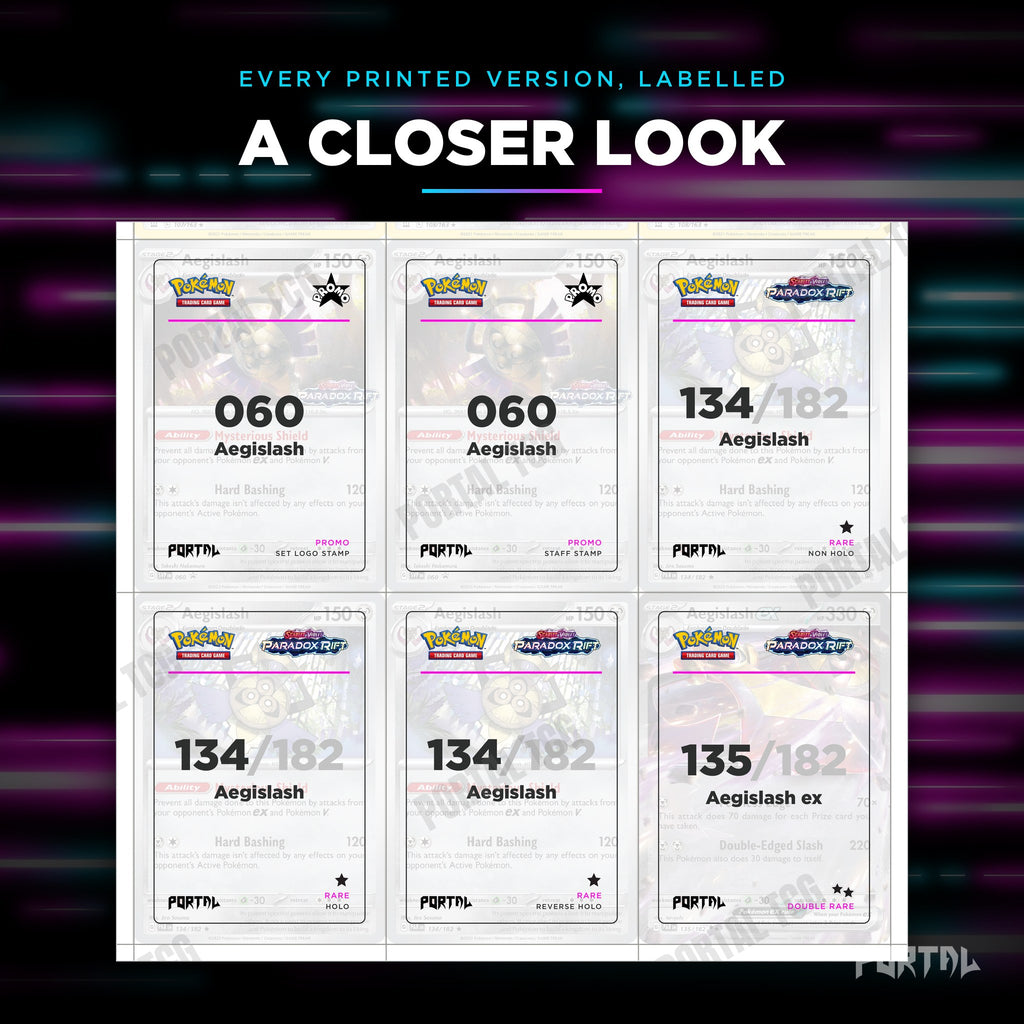 Close up of one Aegislash placeholder page
