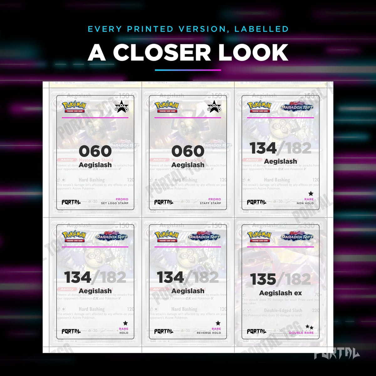 Close up of one Aegislash placeholder page