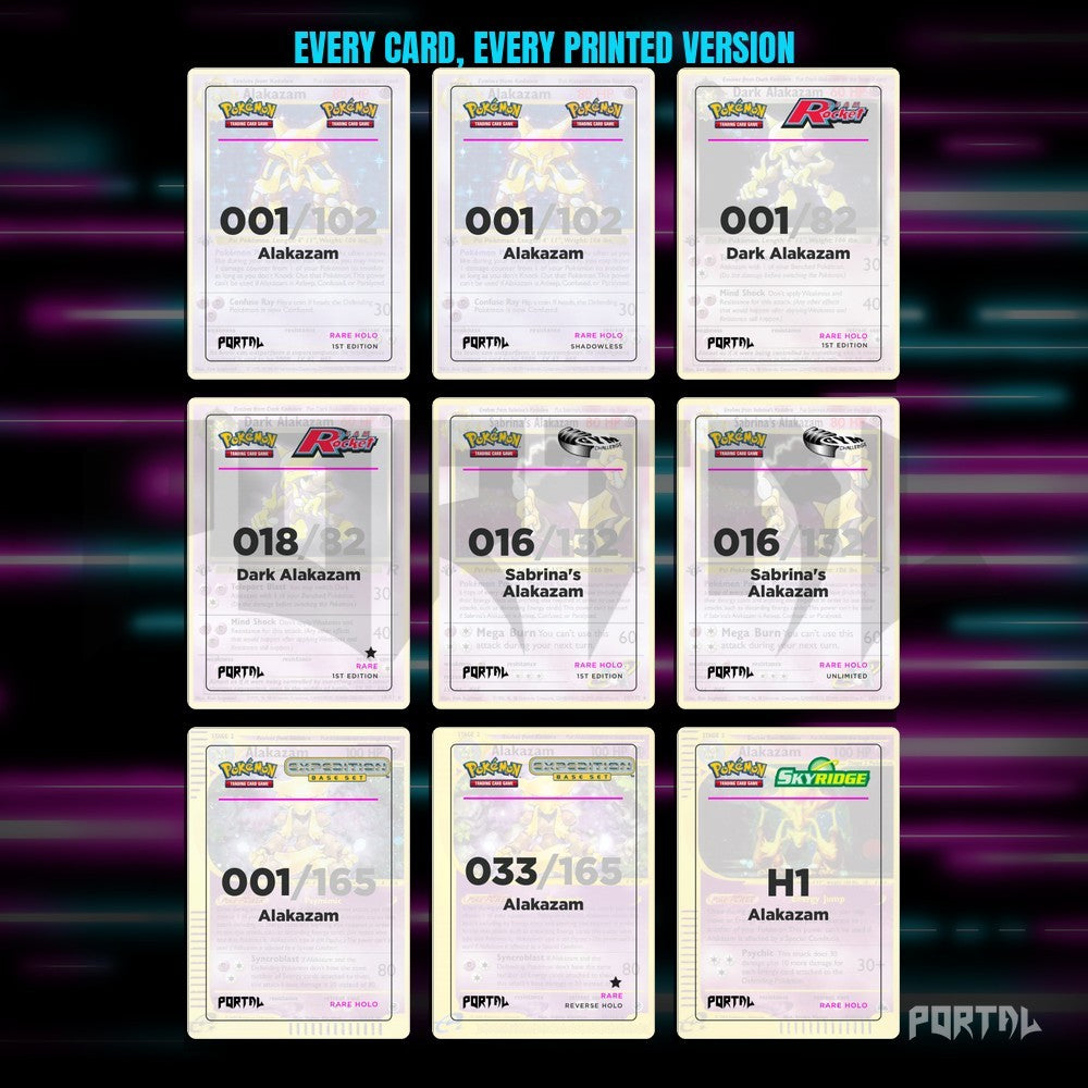 A binder page of Alakazam placeholders