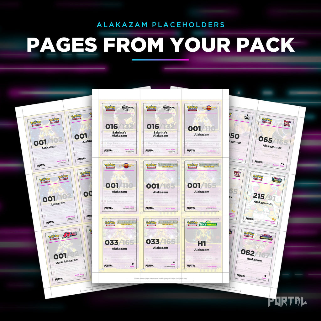 Pages from the Alakazam placeholder pack