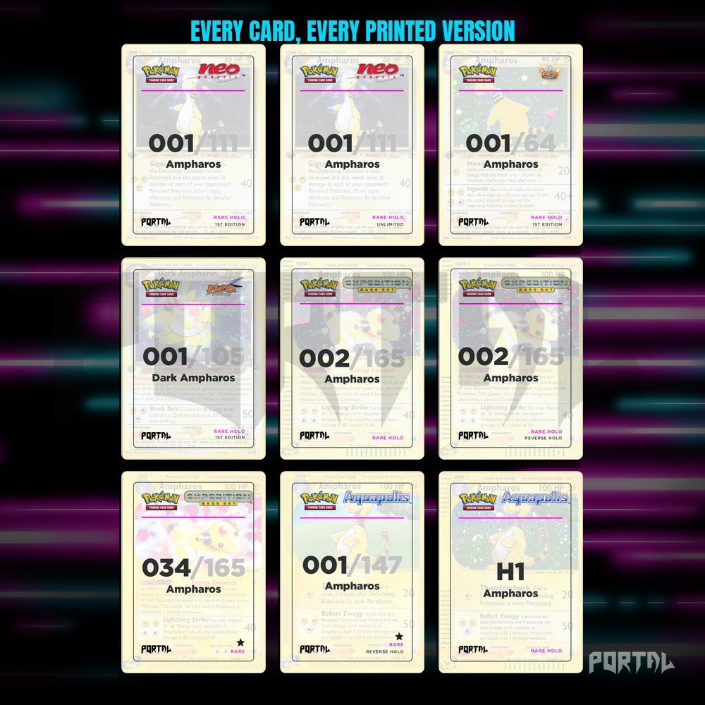 A binder page of Ampharos placeholders