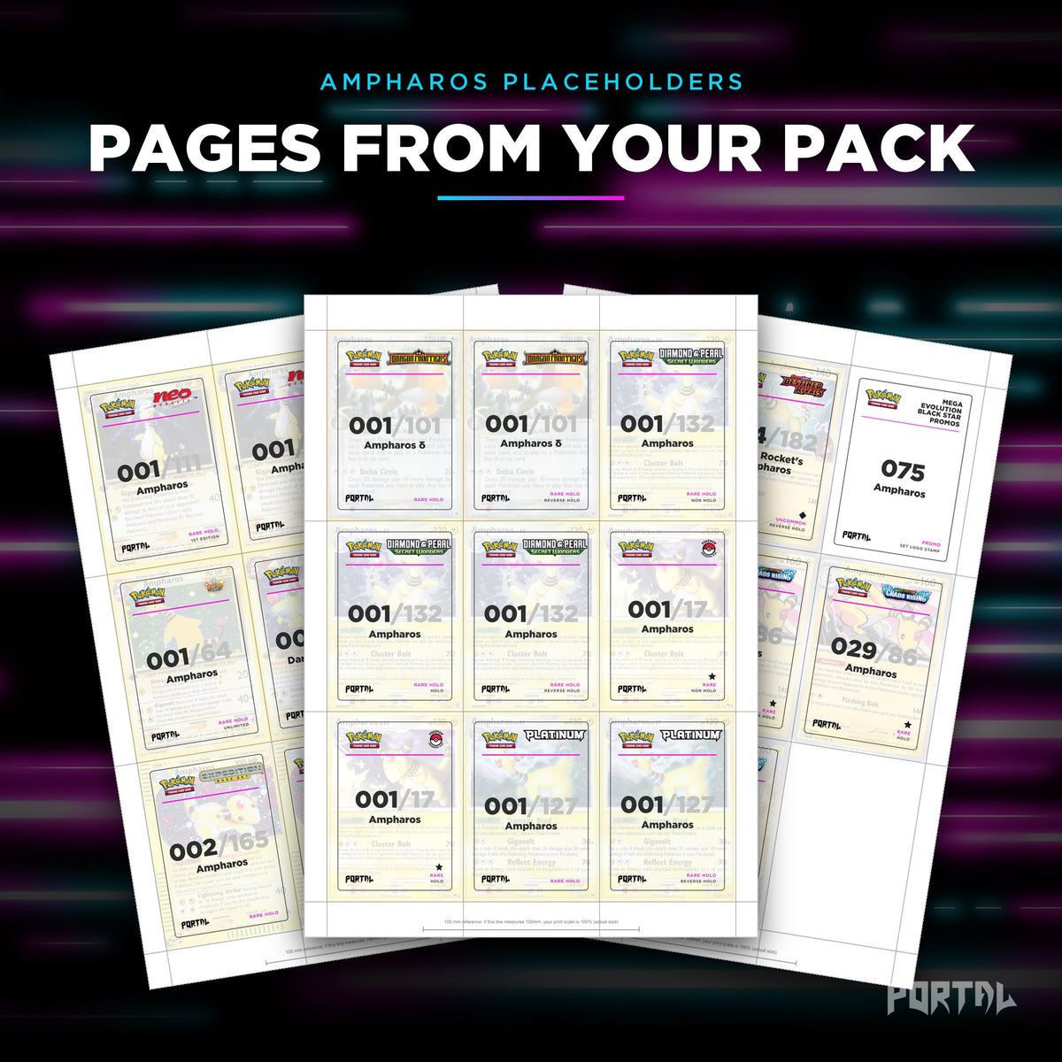 Pages from the Ampharos placeholder pack