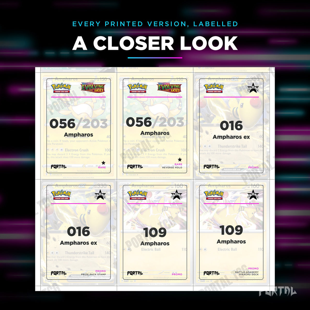 Close up of one Ampharos placeholder page