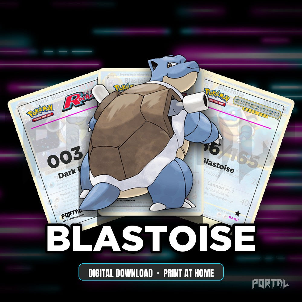 Blastoise character master set placeholder cards, digital download, Portal TCG