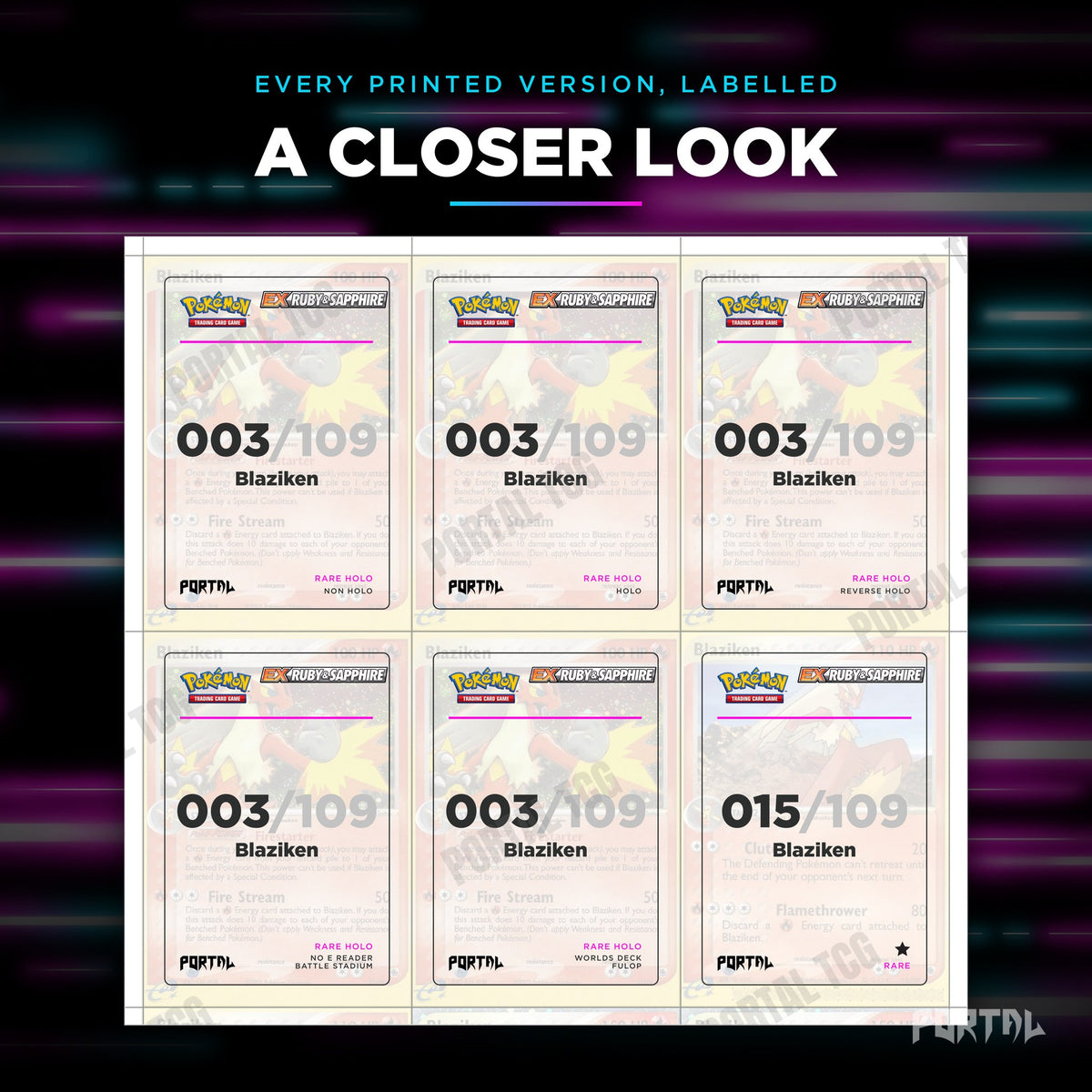 Close up of one Blaziken placeholder page